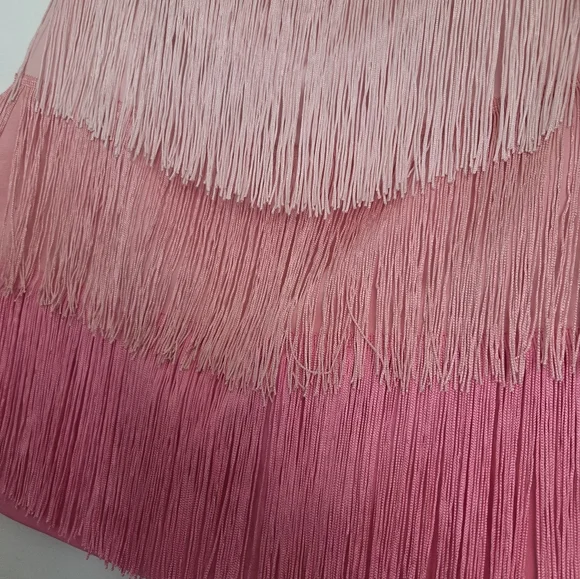 Main Strip Pink Ombre Fringe  Festival Mini Skirt Size Medium - Picture 4 of 5